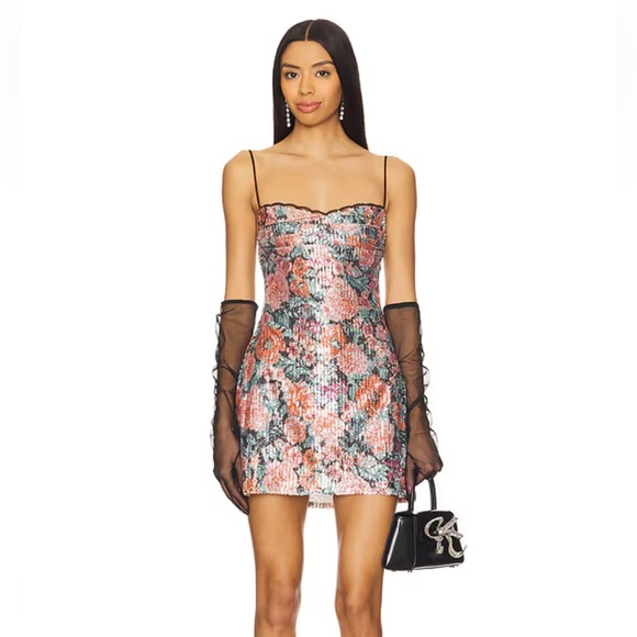 For Love And Lemons Ladonna Mini Dress in Multi Color Sequins - Picture 3 of 13